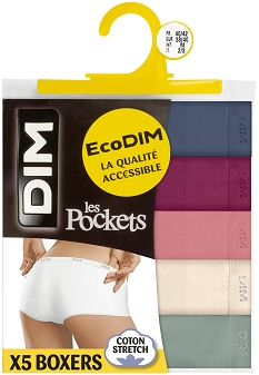 GEMO Boxers en coton stretch femme (lot de 5) - Dim Pocket Rose