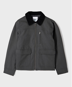 GEMO Veste zippée matelassée à col velours garçon Gris