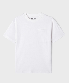 GEMO Tee-shirt manches courtes en jersey de coton à poche poitrine garçon blanc vif