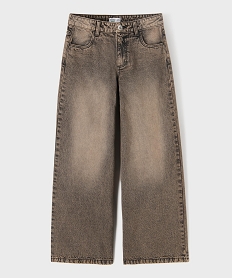 GEMO Jean loose coloré avec taille ajustable fille marron standard