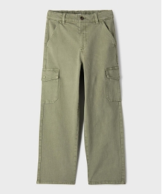 GEMO Pantalon cargo loose en denim stretch coloré garçon vert standard