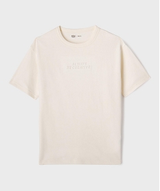 GEMO Tee-shirt manches courtes oversize avec inscriptions en relief garçon blanc standard