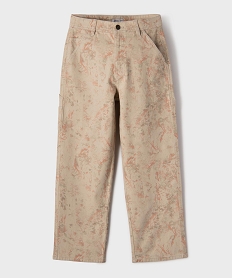 GEMO Pantalon loose imprimé en coton stretch garçon Beige