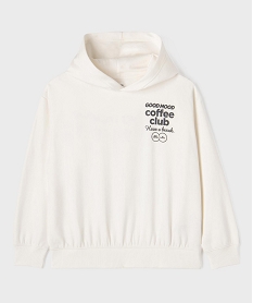 GEMO Sweat à capuche loose imprimé devant et dos fille blanc standard