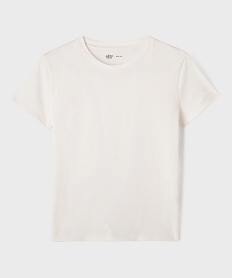 GEMO Tee-shirt manches courtes à col rond fille blanc vif