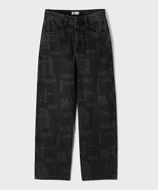 GEMO Jean large en denim imprimé délavé garçon Noir