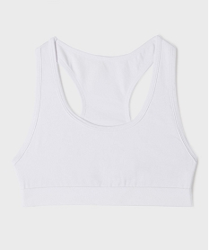GEMO Brassière dos nageur en coton stretch doux et doublé fille blanc vif