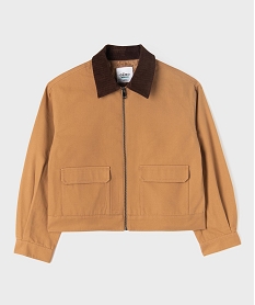 GEMO Veste en coton avec col en velours côtelé fille marron standard