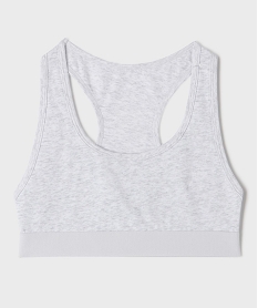 GEMO Brassière dos nageur en coton stretch doux et doublé fille Gris