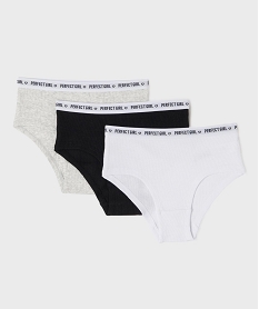 GEMO Shorty en maille côtelée en coton stretch fille (lot de 3) blanc vif