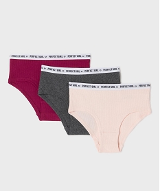 GEMO Shorty en maille côtelée en coton stretch fille (lot de 3) Rose