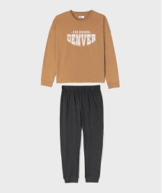 GEMO Pyjama bicolore avec inscription garçon marron standard