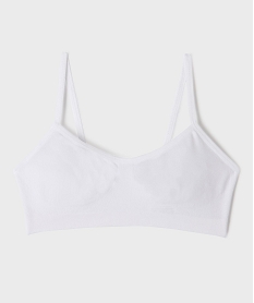 GEMO Soutien-gorge brassière à fines bretelles fille blanc vif