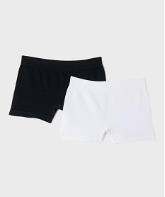 GEMO Boxer en maille côtelée extensible fille (lot de 2) noir standard