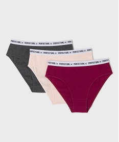 GEMO Culottes en maille côtelée coton stretch avec ceinture marquée fille (lot de 3) Rose