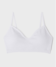 GEMO Brassière à fines bretelles avec mousses amovibles fille blanc vif