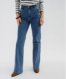 GEMO Jean Flare en denim extensible à effet pont femme - LuluCastagnette bleu standard