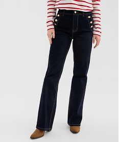 GEMO Jean Flare en denim extensible à effet pont femme - LuluCastagnette Bleu