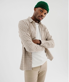 GEMO Chemise à carreaux en flanelle de coton homme Beige