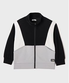 GEMO Sweat de sport tricolore fermeture zippée garçon noir standard