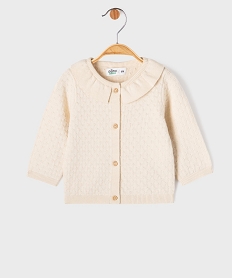 GEMO Gilet brassière en maille fantaisie avec col Claudine bébé fille beige standard