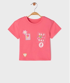 GEMO Tee-shirt manches courtes à motifs girly bébé fille Rose