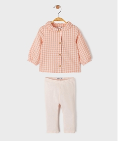 GEMO Ensemble 2 pièces blouse manches longues + legging bébé Rose