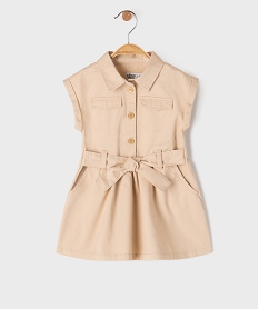 GEMO Robe chemise à manches courtes en toile de coton bébé fille beige standard