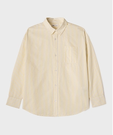GEMO Chemise manches longues rayée en coton fille Jaune