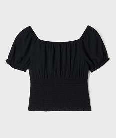 GEMO Blouse à manches courtes et col Bardot fille noir standard