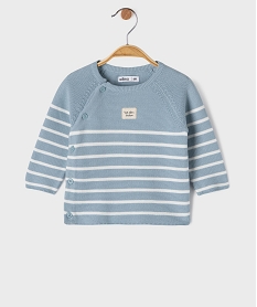 GEMO Pull brassière rayé avec fermeture sur le côté bébé garçon Bleu