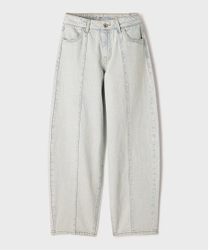 GEMO Jean barrel coloris délavé fille bleu standard