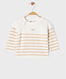 GEMO Pull brassière rayé avec fermeture sur le côté bébé Beige