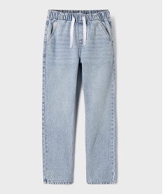 GEMO Jean regular en denim délavé à taille élastiquée garçon Bleu