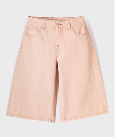 GEMO Bermuda extra large en toile denim colorée fille Rose