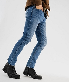 GEMO Jean straight en denim de coton stretch délavé homme Bleu