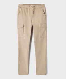 GEMO Pantalon cargo Regular en coton stretch à taille élastiquée garçon Beige