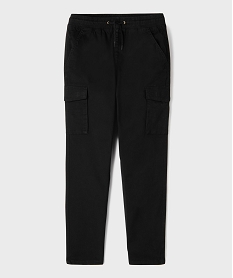 GEMO Pantalon cargo Regular en coton stretch à taille élastiquée garçon noir standard