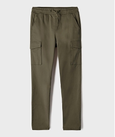 GEMO Pantalon cargo Regular en coton stretch à taille élastiquée garçon Vert