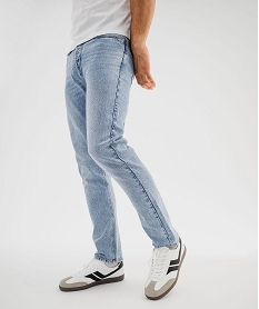 GEMO Jean straight en denim de coton stretch délavé homme Bleu