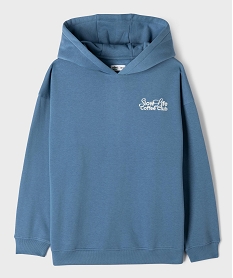 GEMO Sweat à capuche avec motif inscription brodée poitrine et dos garçon bleu standard