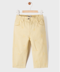 GEMO Jean coloré avec motifs brodés bébé fille Jaune