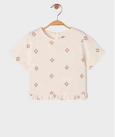 GEMO Tee-shirt manches courtes avec volant dans le bas bébé fille Beige