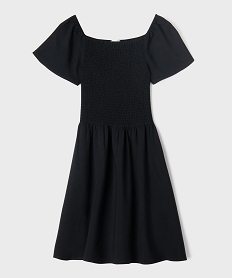 GEMO Robe courte à manches courtes au buste en smocks fille noir standard