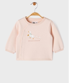 GEMO Sweat brassière molletonné avec fermeture latérale bébé fille Rose