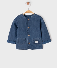 GEMO Veste en jean doublée jersey à col rond bébé fille bleu standard