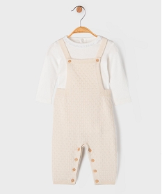 GEMO Ensemble 2 pièces body manches longues + salopette bébé beige standard