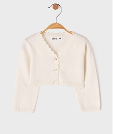 GEMO Gilet court aux finitions dentelées bébé fille blanc standard