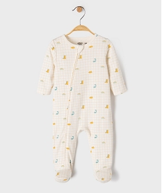 GEMO Pyjama dors bien en coton imprimé dinosaures ouverture devant par zip bébé Beige