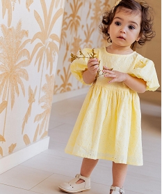 GEMO Robe de cérémonie brodée à manches courtes bébé fille Jaune